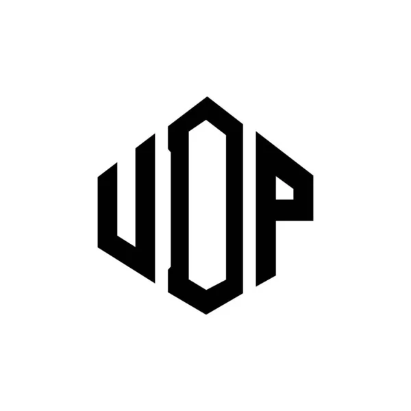 Udp Letter Logo Design Polygon Shape Udp Polygon Cube Shape — Vector de stock