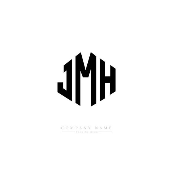 Jmh字母标识设计与多边形 Jmh多边形和立方体的标志设计 Jmh六边形矢量标识模板白色和黑色 Jmh字母表 商业和房地产标志 — 图库矢量图片