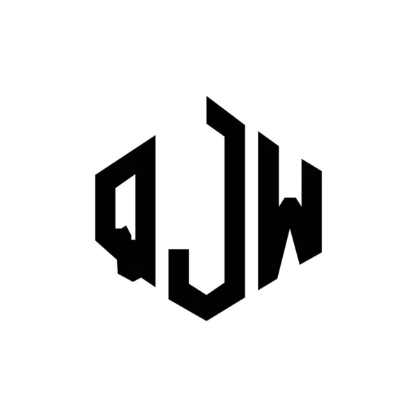 Çokgen Şekilli Qjw Harf Logosu Tasarımı Qjw Çokgen Küp Şeklinde — Stok Vektör