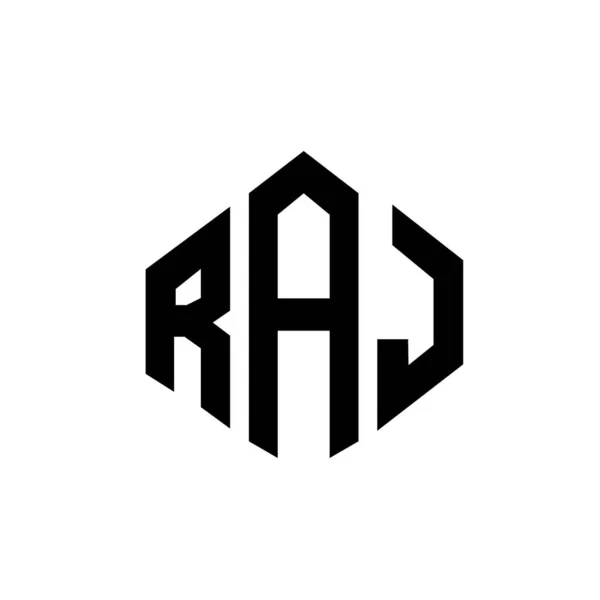 Raj字母标识设计与多边形 Raj多边形和立方形标志设计 Raj六边形矢量标识模板白色和黑色 Raj主题图 商业和房地产标识 — 图库矢量图片