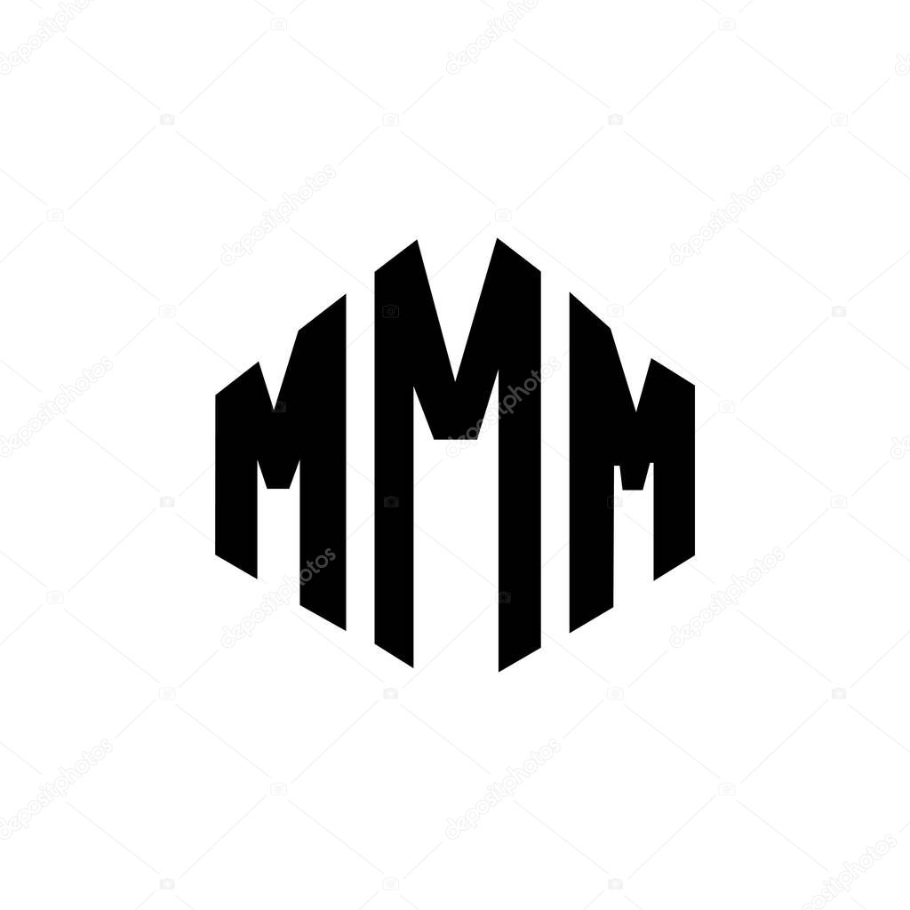 MMM letter logo design with polygon shape. MMM polygon and cube shape logo design. MMM hexagon vector logo template white and black colors. MMM monogram, business and real estate logo.