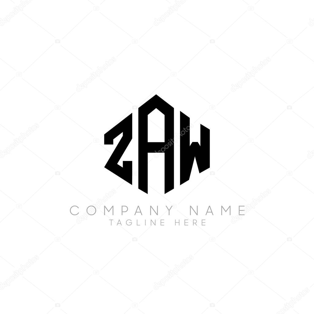 ZAW letter logo design with polygon shape. ZAW polygon logo monogram. ZAW cube logo design. ZAW hexagon vector logo template white and black colors. ZAW monogram, ZAW business and real estate logo.