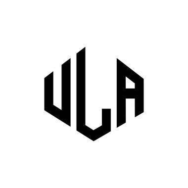 ULA letter logo design with polygon shape. ULA polygon and cube shape logo design. ULA hexagon vector logo template white and black colors. ULA monogram, business and real estate logo.