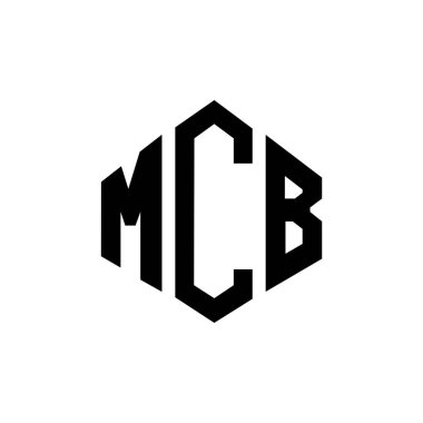 MCB letter logo design with polygon shape. MCB polygon and cube shape logo design. MCB hexagon vector logo template white and black colors. MCB monogram, business and real estate logo.