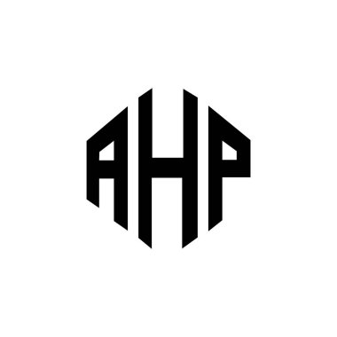 AHP letter logo design with polygon shape. AHP polygon and cube shape logo design. AHP hexagon vector logo template white and black colors. AHP monogram, business and real estate logo.