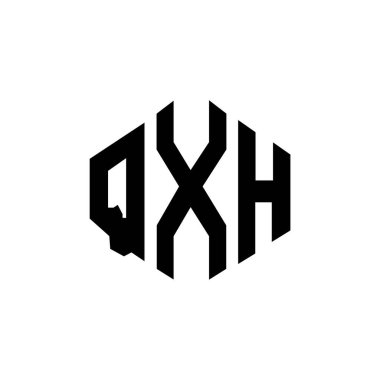 QXH letter logo design with polygon shape. QXH polygon and cube shape logo design. QXH hexagon vector logo template white and black colors. QXH monogram, business and real estate logo.