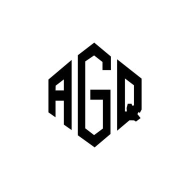 Çokgen şekilli AGQ harf logosu tasarımı. AGQ çokgen ve küp şeklinde logo tasarımı. AGQ altıgen vektör logosu beyaz ve siyah renkler. AGQ monogramı, iş ve emlak logosu.