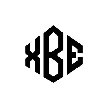 XBE letter logo design with polygon shape. XBE polygon and cube shape logo design. XBE hexagon vector logo template white and black colors. XBE monogram, business and real estate logo.