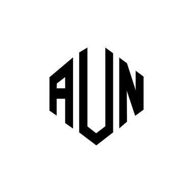 AUN letter logo design with polygon shape. AUN polygon and cube shape logo design. AUN hexagon vector logo template white and black colors. AUN monogram, business and real estate logo.