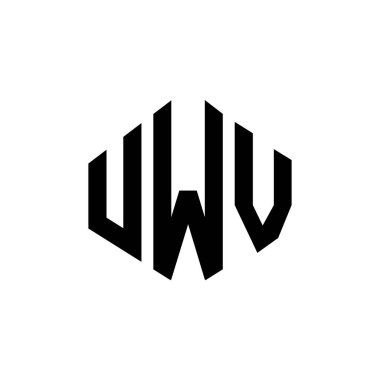 UWV letter logo design with polygon shape. UWV polygon and cube shape logo design. UWV hexagon vector logo template white and black colors. UWV monogram, business and real estate logo.