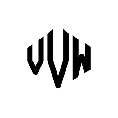 Çokgen şekilli VVW harf logosu tasarımı. VVW çokgen ve küp şeklinde logo tasarımı. VVW altıgen vektör logo şablonu beyaz ve siyah renkler. VVW monogram, iş ve emlak logosu.