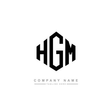 Çokgen şekilli HGM harf logosu tasarımı. HGM çokgen ve küp şeklinde logo tasarımı. HGM altıgen vektör logosu beyaz ve siyah renkler. HGM monogram, iş ve gayrimenkul logosu.