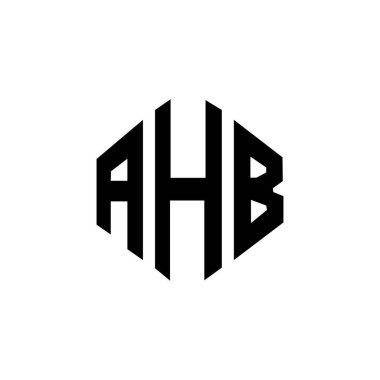 AHB letter logo design with polygon shape. AHB polygon and cube shape logo design. AHB hexagon vector logo template white and black colors. AHB monogram, business and real estate logo.