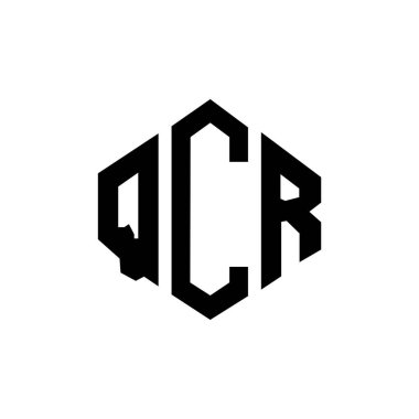 QCR letter logo design with polygon shape. QCR polygon and cube shape logo design. QCR hexagon vector logo template white and black colors. QCR monogram, business and real estate logo.