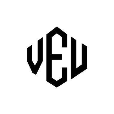 VEU letter logo design with polygon shape. VEU polygon and cube shape logo design. VEU hexagon vector logo template white and black colors. VEU monogram, business and real estate logo.