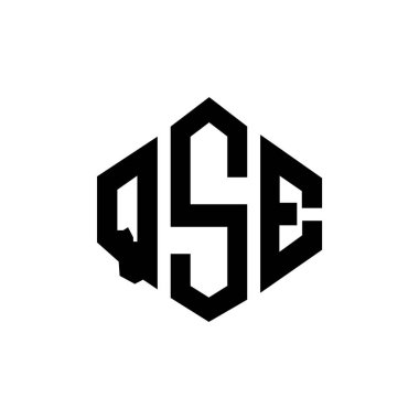 QSE letter logo design with polygon shape. QSE polygon and cube shape logo design. QSE hexagon vector logo template white and black colors. QSE monogram, business and real estate logo.