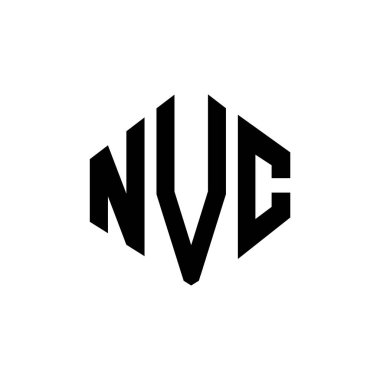 Çokgen şekilli NVC harf logosu tasarımı. NVC çokgen ve küp şeklinde logo tasarımı. NVC altıgen vektör logosu beyaz ve siyah renkler. NVC monogramı, iş ve emlak logosu.