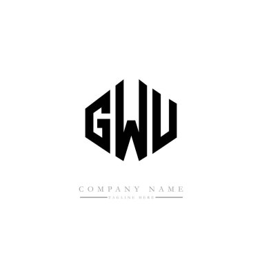 GWU letter logo design with polygon shape. Cube shape logo design. Hexagon vector logo template white and black colors. Monogram, business and real estate logo.