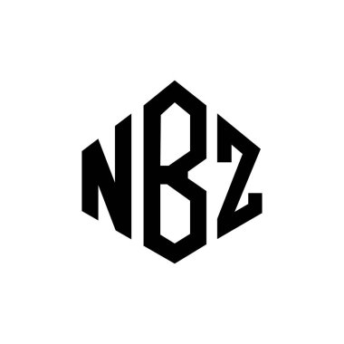 Çokgen şekilli NBZ harf logosu tasarımı. NBZ çokgen ve küp şeklinde logo tasarımı. NBZ altıgen vektör logosu beyaz ve siyah renkler. NBZ monogramı, iş ve emlak logosu.