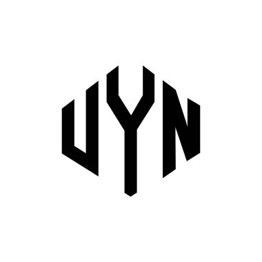 UYN letter logo design with polygon shape. UYN polygon and cube shape logo design. UYN hexagon vector logo template white and black colors. UYN monogram, business and real estate logo.