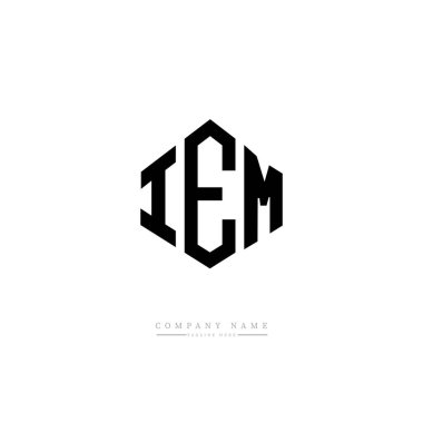 IEM letter logo design with polygon shape. Cube shape logo design. Hexagon vector logo template white and black colors. Monogram, business and real estate logo.