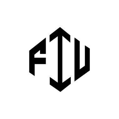 FIU letter logo design with polygon shape. FIU polygon and cube shape logo design. FIU hexagon vector logo template white and black colors. FIU monogram, business and real estate logo.