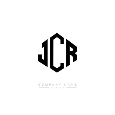 Çokgen şekilli JCR harf logosu tasarımı. JCR çokgen ve küp şeklinde logo tasarımı. JCR altıgen vektör logo şablonu beyaz ve siyah renkler. JCR monogramı, iş ve emlak logosu.