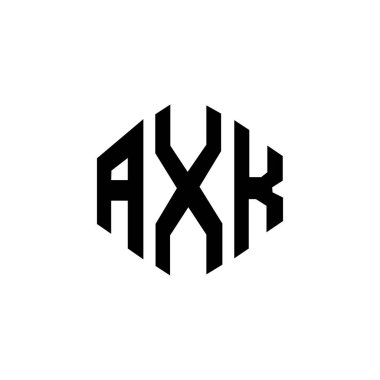 AXK letter logo design with polygon shape. AXK polygon and cube shape logo design. AXK hexagon vector logo template white and black colors. AXK monogram, business and real estate logo.