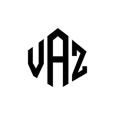VAZ letter logo design with polygon shape. VAZ polygon and cube shape logo design. VAZ hexagon vector logo template white and black colors. VAZ monogram, business and real estate logo.