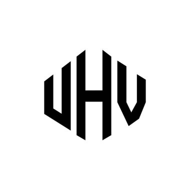 UHV letter logo design with polygon shape. UHV polygon and cube shape logo design. UHV hexagon vector logo template white and black colors. UHV monogram, business and real estate logo.