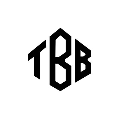 Çokgen şekilli TBB harf logosu tasarımı. TBB çokgen ve küp şeklinde logo tasarımı. TBB altıgen vektör logosu beyaz ve siyah renkler. TBB monogramı, iş ve emlak logosu.