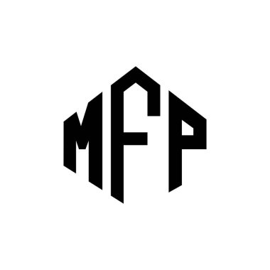 MFP letter logo design with polygon shape. MFP polygon and cube shape logo design. MFP hexagon vector logo template white and black colors. MFP monogram, business and real estate logo.