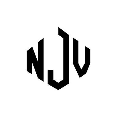 NJV letter logo design with polygon shape. NJV polygon and cube shape logo design. NJV hexagon vector logo template white and black colors. NJV monogram, business and real estate logo.