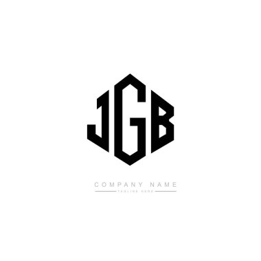 Çokgen şekilli JGB harf logosu tasarımı. JGB çokgen ve küp şeklinde logo tasarımı. JGB altıgen vektör logosu beyaz ve siyah renklerde. JGB monogramı, iş ve emlak logosu.