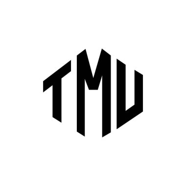 Çokgen şekilli TMU harf logosu tasarımı. TMU çokgen ve küp şeklinde logo tasarımı. TMU altıgen vektör logosu beyaz ve siyah renkler. TMU monogramı, iş ve emlak logosu.