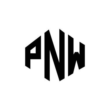 PNW letter logo design with polygon shape. PNW polygon and cube shape logo design. PNW hexagon vector logo template white and black colors. PNW monogram, business and real estate logo.