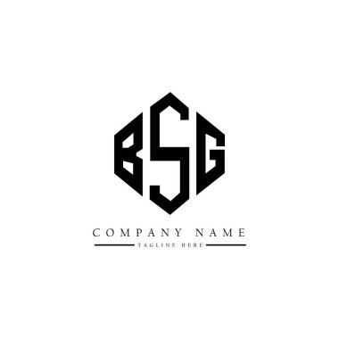 Çokgen şekilli BSG harf logosu tasarımı. BSG çokgen ve küp şeklinde logo tasarımı. BSG altıgen vektör logosu beyaz ve siyah renkler. BSG monogramı, iş ve emlak logosu.