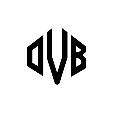 Çokgen şekilli OVB harf logosu tasarımı. OVB çokgen ve küp şeklinde logo tasarımı. OVB altıgen vektör logosu beyaz ve siyah renkler. OVB monogramı, iş ve emlak logosu.