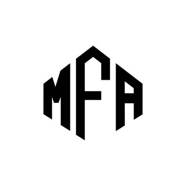 MFA letter logo design with polygon shape. MFA polygon and cube shape logo design. MFA hexagon vector logo template white and black colors. MFA monogram, business and real estate logo.
