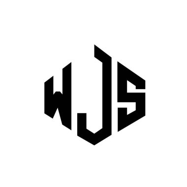 Çokgen şekilli WJS harf logosu tasarımı. WJS çokgen ve küp şeklinde logo tasarımı. WJS altıgen vektör logosu beyaz ve siyah renkler. WJS monogramı, iş ve emlak logosu.