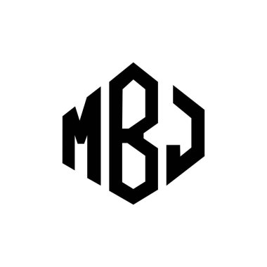 MBJ harf logosu dizaynı çokgen şeklinde. MBJ çokgen ve küp şeklinde logo tasarımı. MBJ altıgen vektör logo şablonu beyaz ve siyah renkler. MBJ monogram, iş ve emlak logosu.