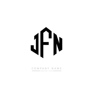 Çokgen şekilli JFN harf logosu tasarımı. JFN çokgen ve küp şeklinde logo tasarımı. JFN altıgen vektör logo şablonu beyaz ve siyah renkler. JFN monogramı, iş ve emlak logosu.