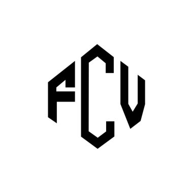 FCV letter logo design with polygon shape. FCV polygon and cube shape logo design. FCV hexagon vector logo template white and black colors. FCV monogram, business and real estate logo.