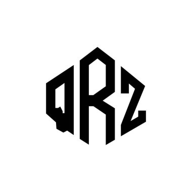 Çokgen şekilli QRZ harf logosu tasarımı. QRZ çokgen ve küp şeklinde logo tasarımı. QRZ altıgen vektör logo şablonu beyaz ve siyah renkler. QRZ monogramı, iş ve emlak logosu.