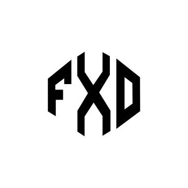 FXO letter logo design with polygon shape. FXO polygon and cube shape logo design. FXO hexagon vector logo template white and black colors. FXO monogram, business and real estate logo.