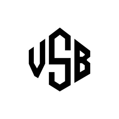 Çokgen şekilli VSB harf logosu tasarımı. VSB çokgen ve küp şeklinde logo tasarımı. VSB altıgen vektör logo şablonu beyaz ve siyah renkler. VSB monogramı, iş ve emlak logosu.