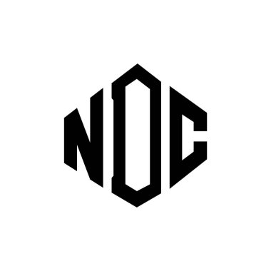 Çokgen şekilli NDC harf logosu tasarımı. NDC çokgen ve küp şeklinde logo tasarımı. NDC altıgen vektör logosu beyaz ve siyah renklerde. NDC monogramı, iş ve emlak logosu.