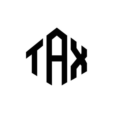TAX letter logo design with polygon shape. TAX polygon and cube shape logo design. TAX hexagon vector logo template white and black colors. TAX monogram, business and real estate logo.