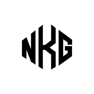 Çokgen şekilli NKG harf logosu tasarımı. NKG çokgen ve küp şeklinde logo tasarımı. NKG altıgen vektör logosu beyaz ve siyah renkler. NKG monogramı, iş ve emlak logosu.