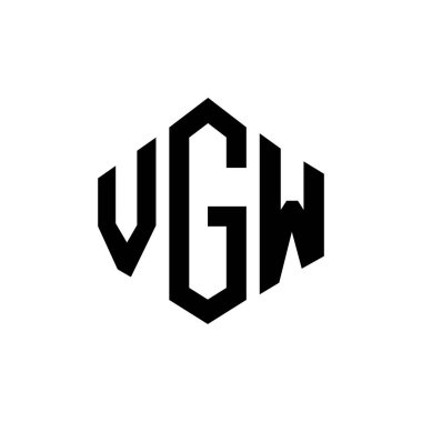 Çokgen şekilli VGW harf logosu tasarımı. VGW çokgen ve küp şeklinde logo tasarımı. VGW altıgen vektör logo şablonu beyaz ve siyah renkler. VGW monogram, iş ve emlak logosu.